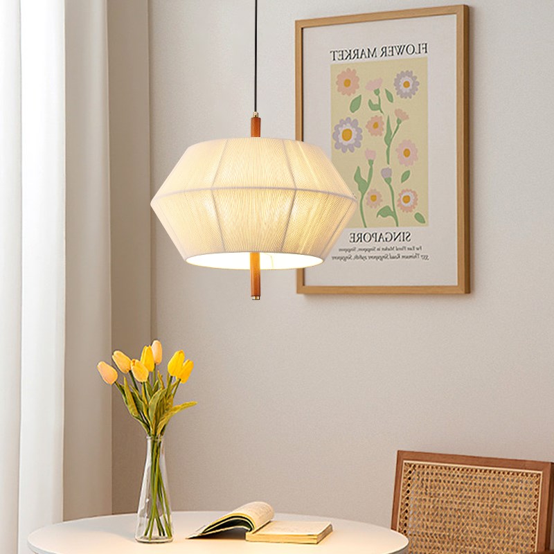 速发侘风寂饭厅吊客编织日式灯厅灯美式覆古民宿实木布艺饭厅灯具