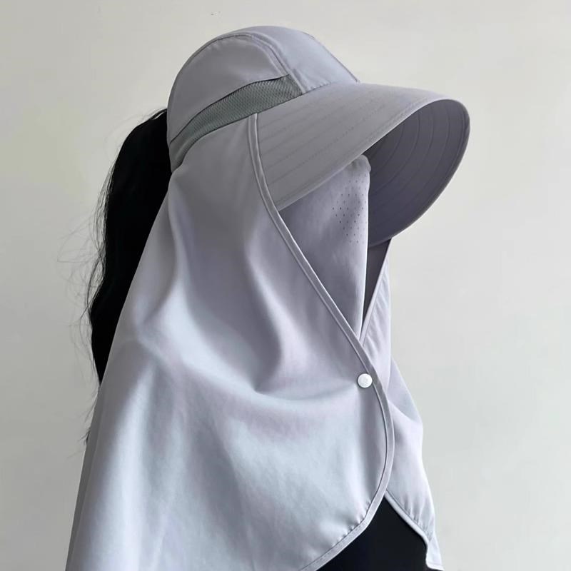 现货多功能全方位一体防晒帽披肩遮阳帽女夏季加长护颈防紫外线太
