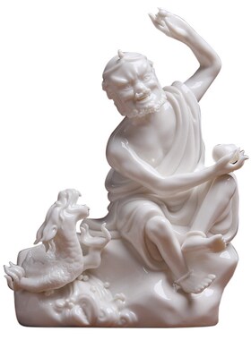新品德化白瓷玉瓷十八罗汉佛像艺术品陶瓷降龙家居装饰人物风水摆