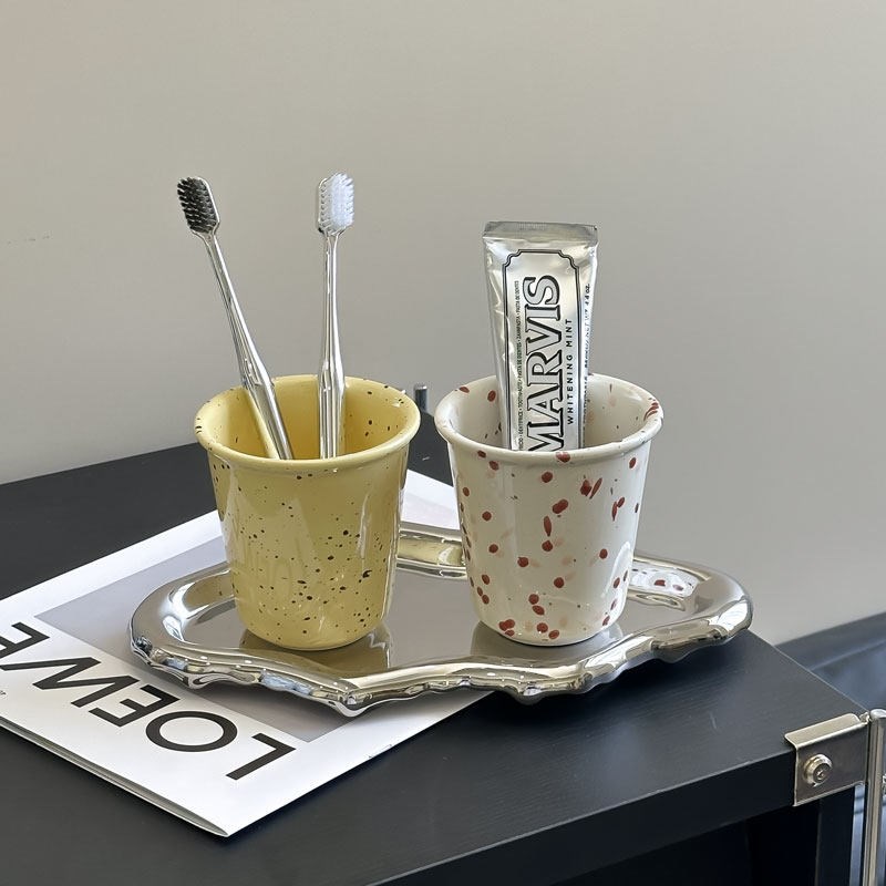 速发新中式漱口杯牙刷杯洗漱杯刷牙杯套装复古风高档牙杯牙刷架置