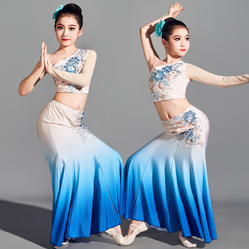 速发儿童傣族舞蹈演出服西双版纳服装少儿变考剧目独舞童渐艺裙子