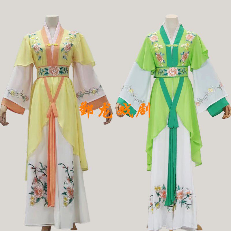 速发戏剧鼓服古装越剧黄梅折演出服花戏戏戏子戏对领绣花坎肩花旦