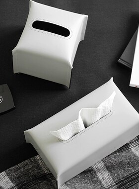 速发轻奢高端皮革纸巾盒摆件纸厅床头餐桌家款用抽客盒高级感