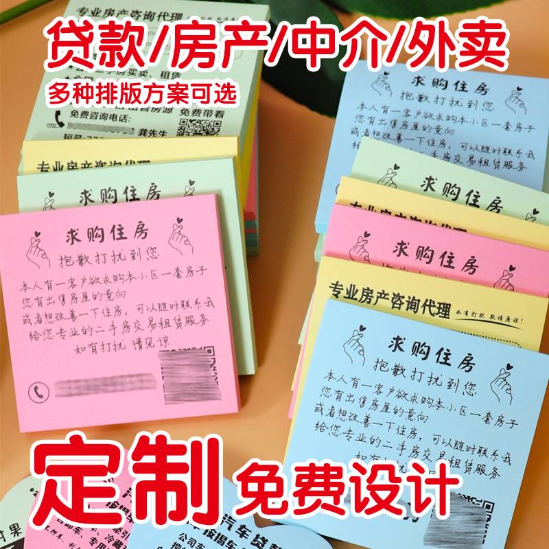 速发二款小广告便利贴l车go图案新维码便签本子平安贷款o贷房