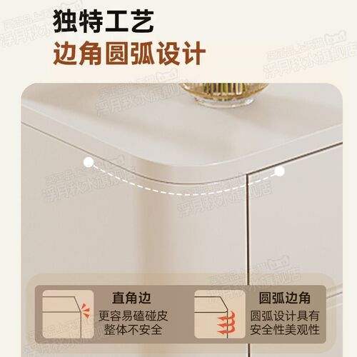 速发政府补贴奶油风圆弧玄关柜鞋柜一体家用门口玻璃屏风入户隔断