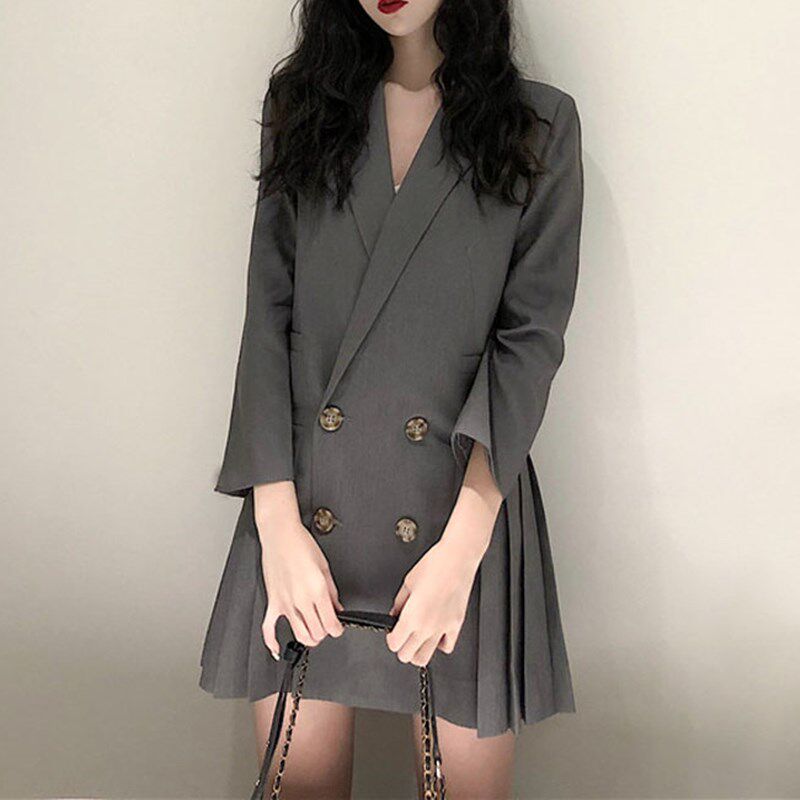 速发大码古早秋新款复减装龄连衣裙子港味职业休闲