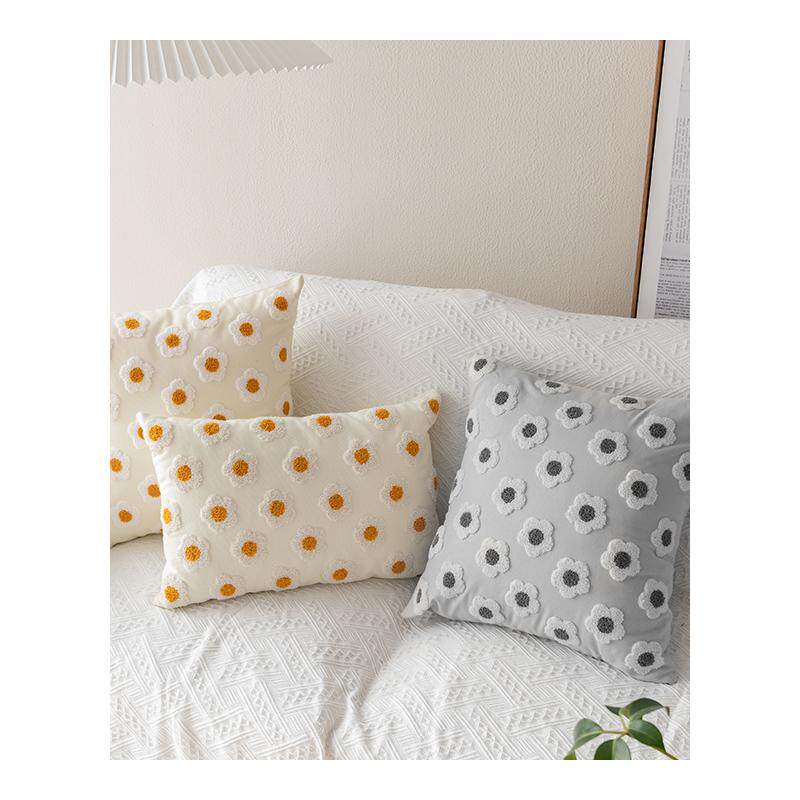 速发素雅流苏绣花腰枕抱枕靠垫卧室牀上花朵靠枕套沙发装饰靠背