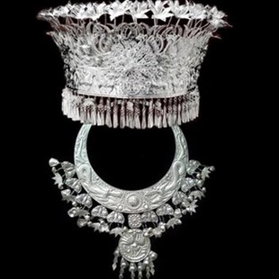 速发饰族黎族头苗瑶族畲族土家族银色侗族佤族舞蹈演出头饰项圈