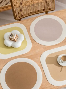 速发枱垫革用碗碟隔热垫法式奶油纯色防家餐桌垫免洗皮水防油防烫