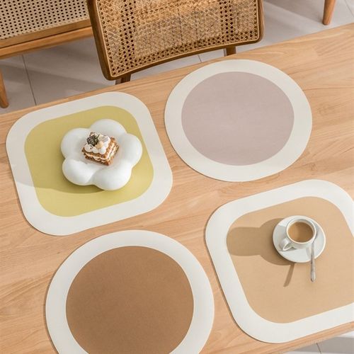 速发枱垫革用碗碟隔热垫法式奶油纯色防家餐桌垫免洗皮水防油防烫