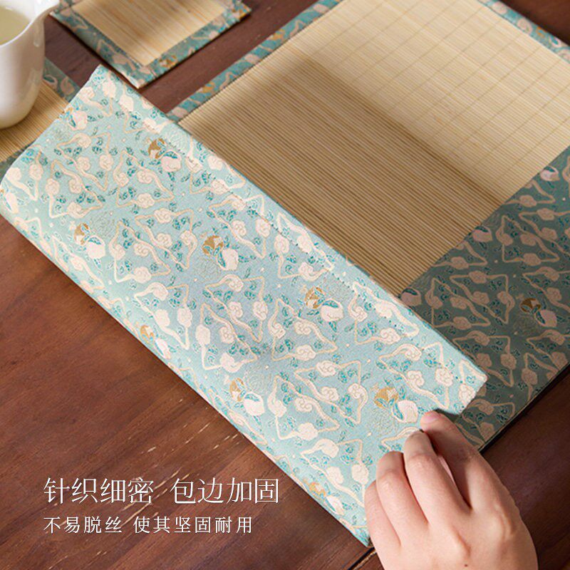 速发新中式禅意竹子茶席茶桌垫布复古提花布艺茶台桌旗轻奢高端茶