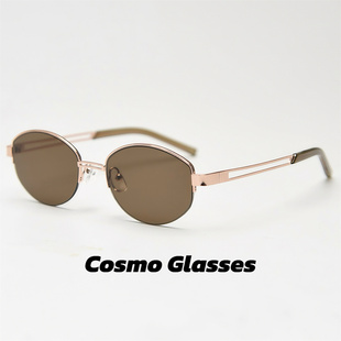 椭圆半框太阳眼镜男时尚女素颜遮阳墨镜可配度数Backbone复古金属