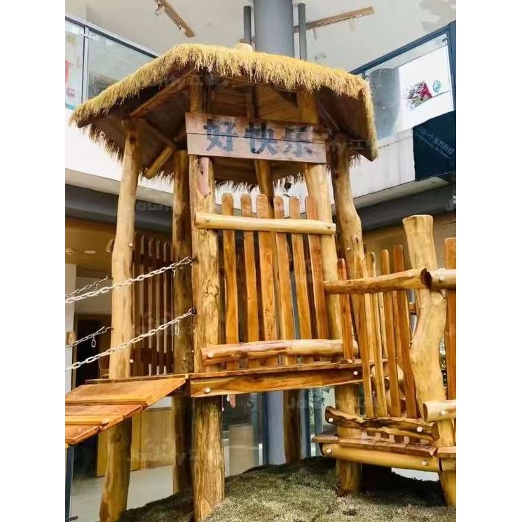 体能拓展组合槐木游乐设备跨障碍物攀爬架儿童公园原生态滑梯