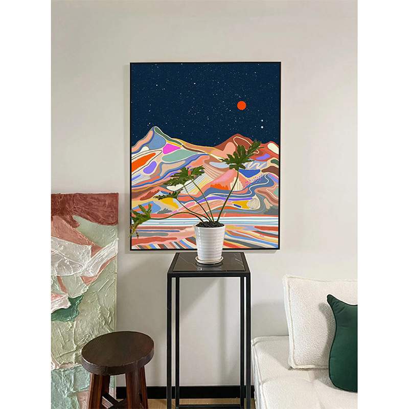 多巴胺抽象彩色风景玄关走廊壁画小众艺术星空挂画人物客厅装饰画图片