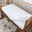 婴儿床床笠纯棉刺绣韩式 绗缝新生儿床笠初生宝宝婴童床品套件