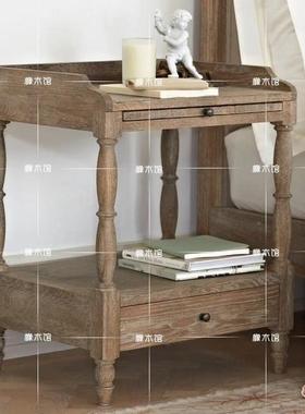 法式全做橡木卧室简约柜单抽你床头美式迷旧收纳储物柜垒GGM德株