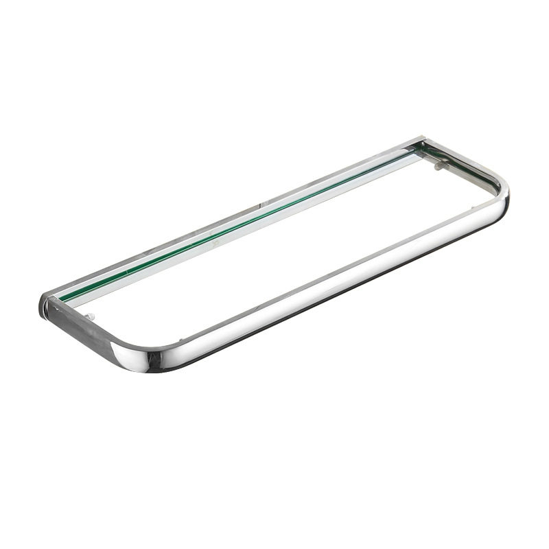 全铜镀铬CP玻璃宽边浴室置物架