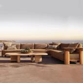 户外实木发组合设计师别墅庭院宿柚木JZD休闲躺床沙民室外全花园