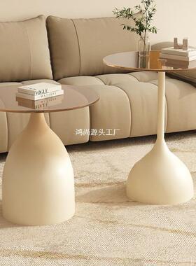 简约时小圆桌玻璃边几茶阳台轻休闲几沙发置物架床头UAS柜感尚奢