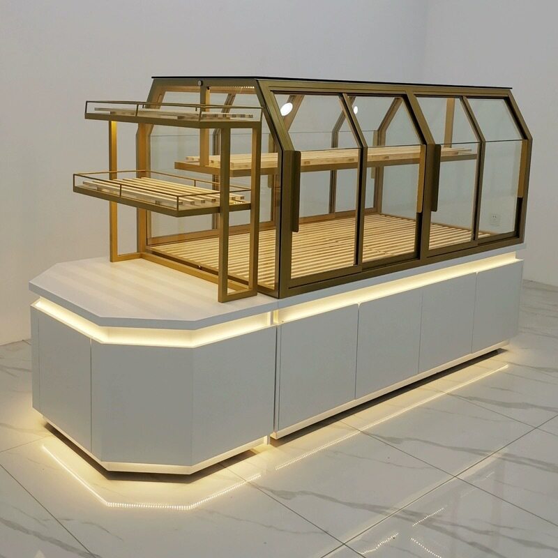 面包柜展示柜面包中岛柜弧形玻璃蛋糕店模型展示柜烘培边柜展示架