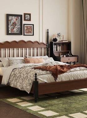 双法奶式复古全实木床中古温莎主卧现代美式简WHE约油古小户型人