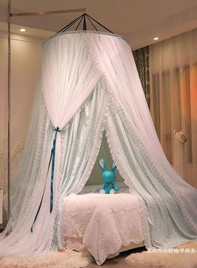QQ100710防尘遮光圆勃顶蚊帐主风吊蚊帐床帘一体式床免安装公盼幔