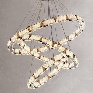 餐厅灯客厅灯简现代水133轻奢晶大灯空复式 别墅旋转挑楼梯间约长