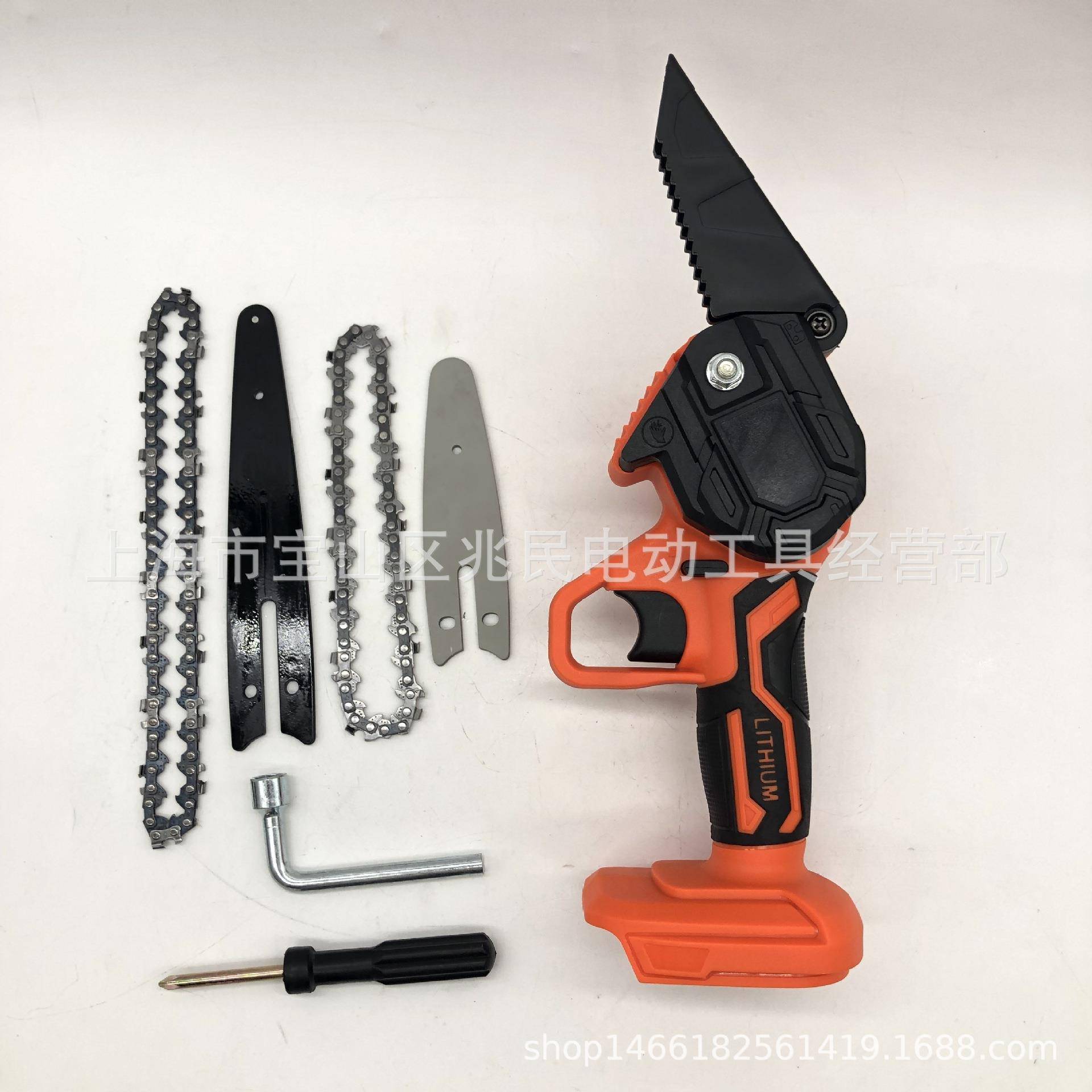 绳4充电无迷你电林链锯寸木TEM工锯单手电动锯园伐木锯锂电链锯6