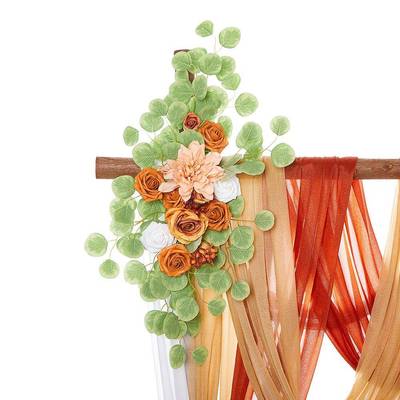 婚拱门花-1色系礼拱门花结婚派对欢迎场景拱花人造尤橘加利小丽菊