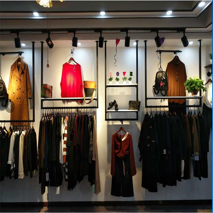 上墙吊顶服装店展示架上墙U型挂衣杆吊顶悬挂陈列衣架侧挂吊架壁