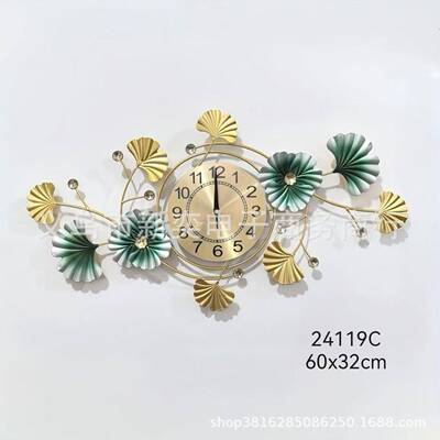 挂钟钟复古简约铁时壁挂装圆形钟表创CLU意静音艺钟表静饰音出口