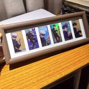 六连相框钱币谷美胡桃木色原木色装饰画框装饰摆台生日新年礼物