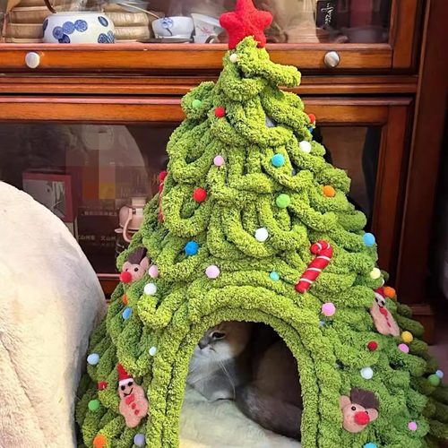 送给毛孩子的礼物-圣诞树猫窝