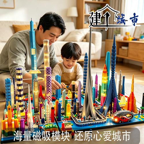 原创城市模型建筑男孩纪念礼物