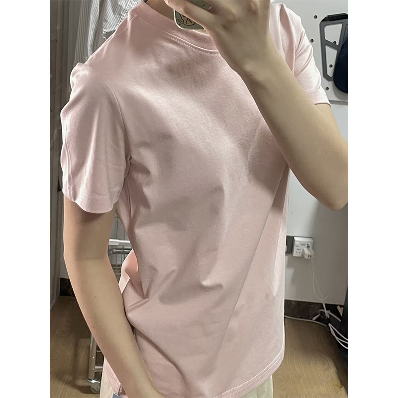 减龄粉色正肩基础款纯色圆领短袖T恤女2026夏季新款修身显瘦上衣,女装/女士精品,T恤,淘宝优惠券,粉丝福利购,淘宝优惠卷