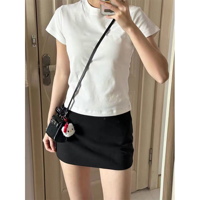 白色正肩短袖t恤女夏2026新款修身显瘦独特体恤打底内搭短款上衣,女装/女士精品,T恤,淘宝优惠券,粉丝福利购,淘宝优惠卷