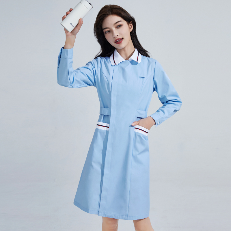 护士服短袖大褂女长款长袖娃娃领夏季白大褂大码医美容院工作制服