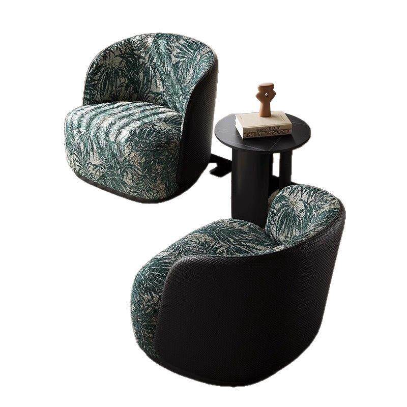 意式印花刺绣布沙发椅设计师单椅皮艺单人椅客厅休闲椅阳台沙发椅