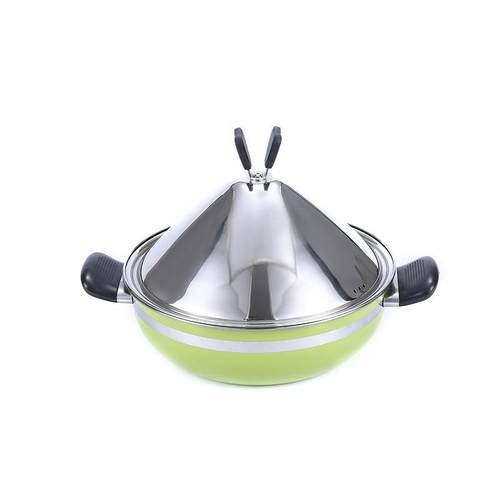 奥氏体不锈钢快速烹饪塔吉锅礼品套装锅28cm加高锅盖帽二层蒸锅