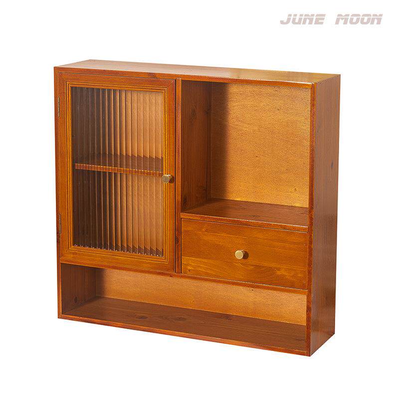 杯子置物架桌面抽屉式收纳盒办公室杂物整理柜茶具实木储物省空间