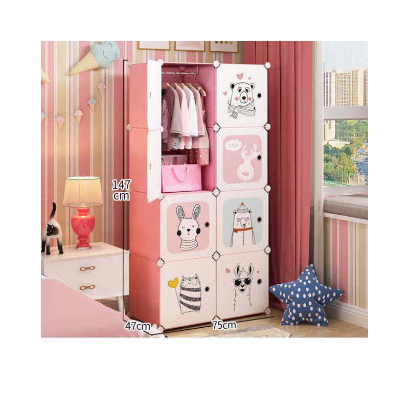 儿童现代简易家用卧室塑料衣柜卡通可爱婴儿组装衣柜厂家直销