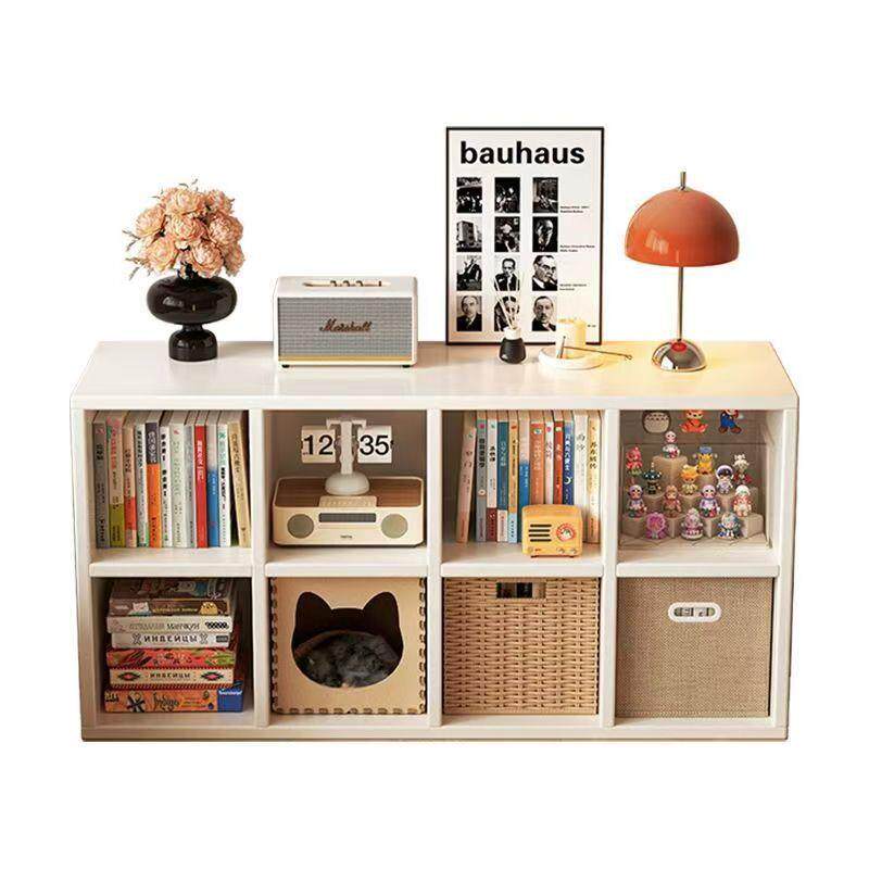 实木简易书架一体靠墙书柜置物架落地儿童收纳储物柜子落地猫爬架