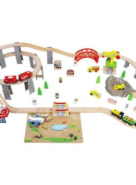 120P电动轨道车玩具榉木制轨道盘旋小车儿童木质玩具E21A24