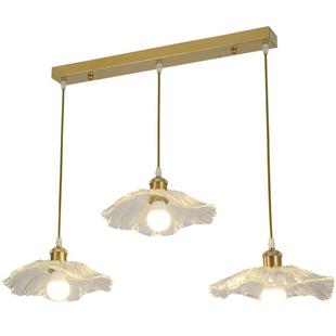 餐厅吊灯荷花创意波纹吊灯床头LED灯玻璃大气现代简约温馨餐桌灯