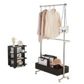 中古不锈钢衣帽架收纳可移动高档挂衣架家用卧室落地隔夜次净衣架