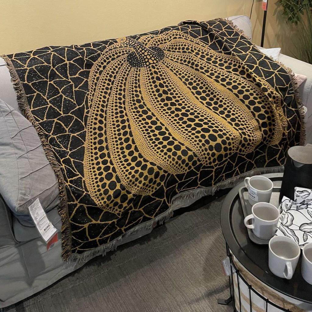 日本草间弥生波点艺术家南瓜线毯装饰挂毯休闲毯