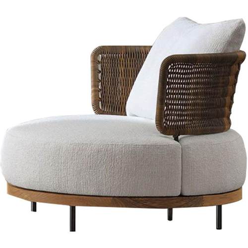 户外沙发庭院别墅设计师北欧花园防水防晒藤编椅柚木休闲家具组合