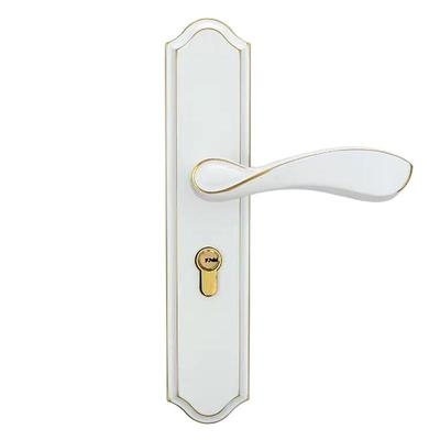 基亚简约轻奢瓷白色室内卧室实木门锁家用静音房门锁手把通用锁具