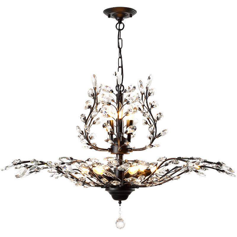 美式复古水晶蜡烛吊灯客厅餐厅饭厅灯具2024年新款楼梯枝形吊灯