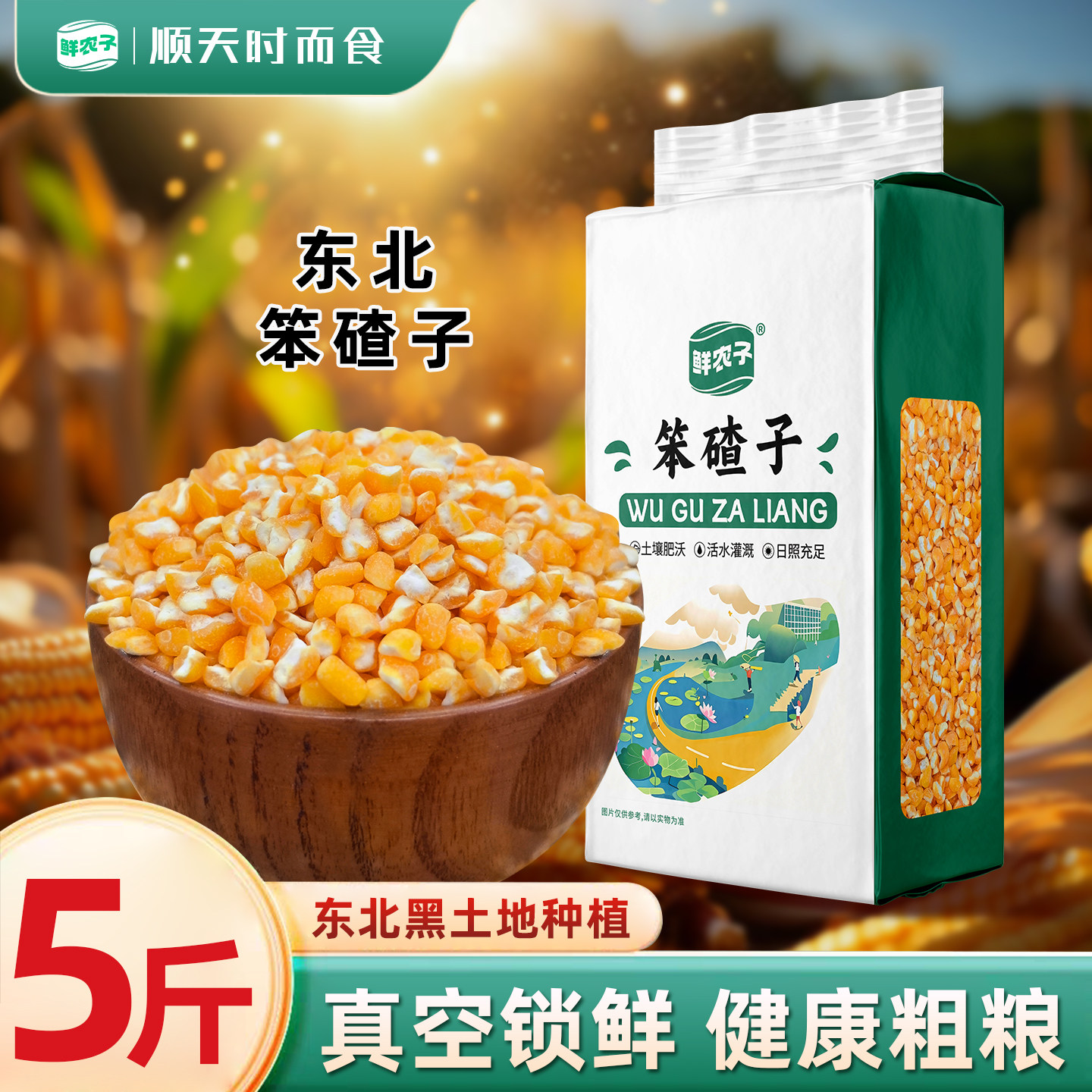东北现磨新玉米红笨碴子2.5kg真空装农家新苞米农家玉米粒粗粮5斤